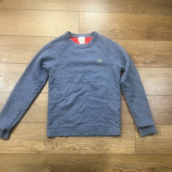 Lacoste Tops - Lacoste Crewneck Cotton Crewneck Sweatshirt, Blue, Logo Womens S/Mens XS